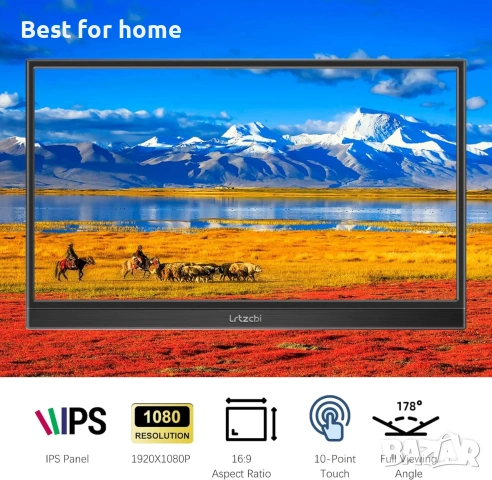 Преносим монитор с тъчскрийн 14-инчов HDR 1080P IPS екран, снимка 5 - Друга електроника - 55047660