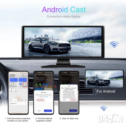 11.3” Мултимедия 4K DVR Видеорегистратор CarPlay Android Auto монитор, Дисплей WiFi Bluetooth Камера, снимка 15 - Аксесоари и консумативи - 54467757