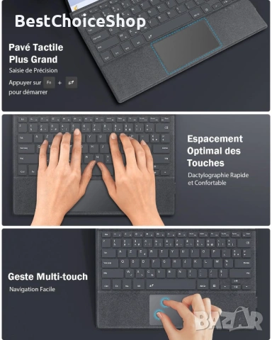 MoKo Bluetooth клавиатура AZERTY с тъчпад за Surface Pro 7 Plus/7/6/5/4/3, снимка 7 - Клавиатури и мишки - 54008717