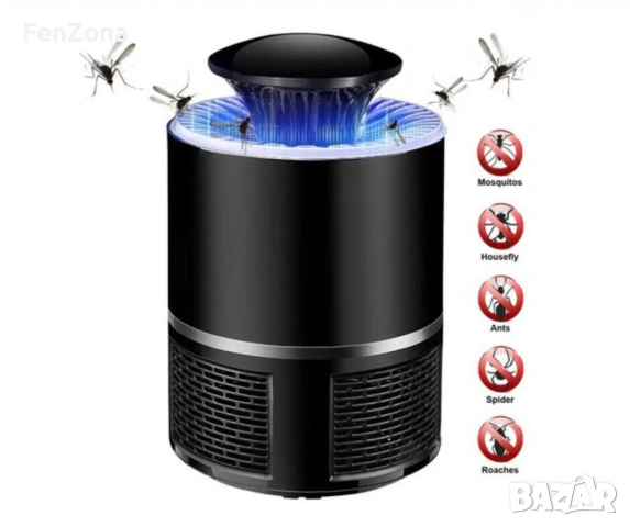 LED лампа против комари с USB захранване / Цвят: Черен / 5V