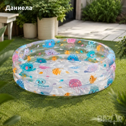 Надуваем детски басейн с морски животни 61 х 22 см – Безопасно лятно забавление за деца 