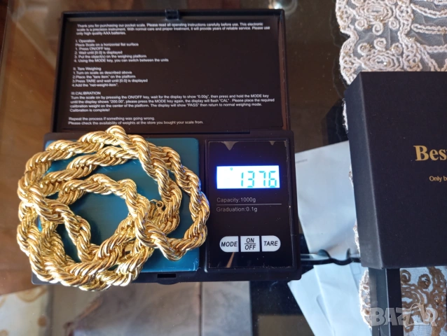 ПОЗЛАТЕН ГОЛЯМ ЛАНЕЦ ОТ НЕРЪЖДАЕМА СТОМАНА - 137.60 ГРАМА, снимка 6 - Колиета, медальони, синджири - 55223708