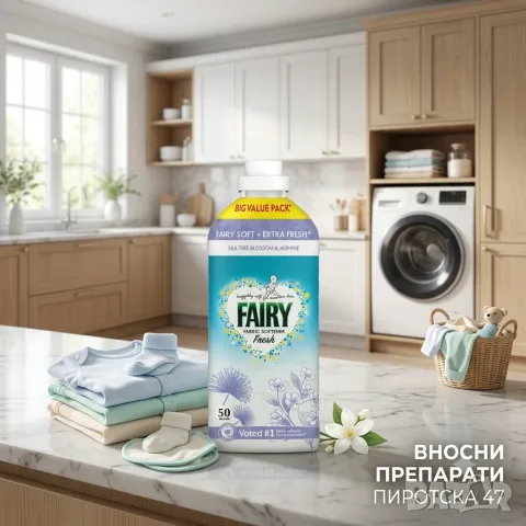 Омекотител Fairy Fabric Softener Silk Tree Blossom & Jasmine 1.65 л. 50 n за чувствителна