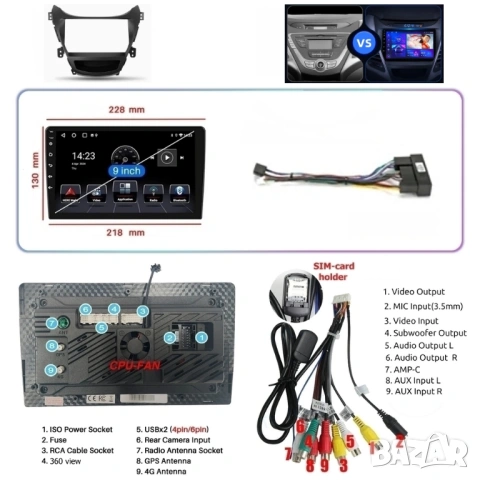 HYUNDAI ELANTRA 2011-2016 9” 2-DIN с Android 14, 6/128GB, 8-core, CP AA, RDS, снимка 5 - Аксесоари и консумативи - 54495156