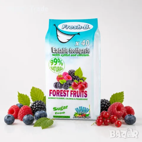 Fresh-B – паста за зъби, безопасна за поглъщане | 40 сашета | 4 вкуса, снимка 4 - Други - 55554431
