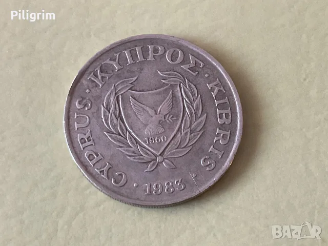 Кипър 20 цента 1983 г., снимка 2 - Нумизматика и бонистика - 55645664
