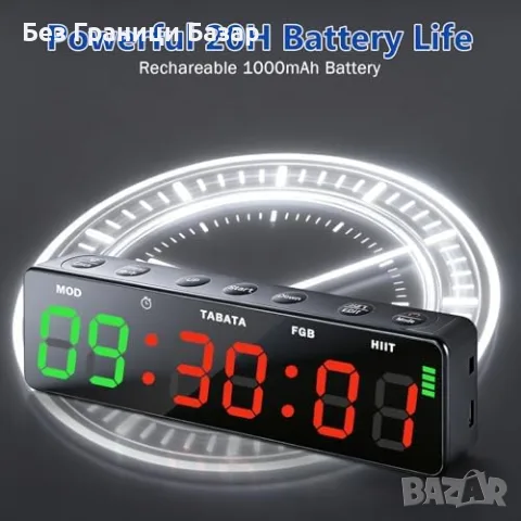 Нов LED фитнес таймер с магнит, HIIT Tabata хронометър, Type-C, 5 яркости за бокс и тренировки, снимка 6 - Фитнес уреди - 55580917