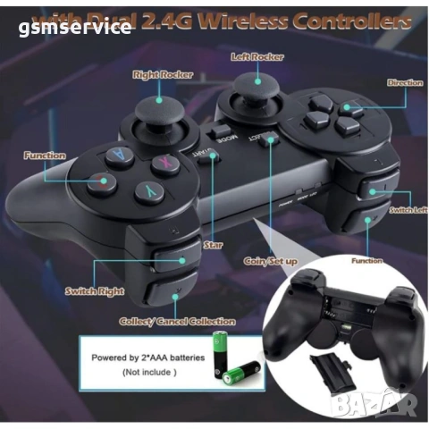 Безжичен контролер M8 Gamepad Retro Game Stick - 2.4G. Вградена в 10000+ игри 4K HDMI изход, 32GB, снимка 2 - Други игри - 54484832