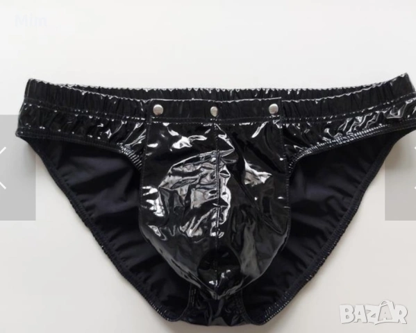  Резервирани BLACK Level XL Мъжки черен слип от лак / винил /, снимка 4 - Бельо - 55194993