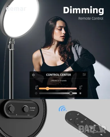 Смарт LED ринг лампа с дистанционно и стойка за подходяща за TikTok, стрийминг, грим, снимки, снимка 8 - Селфи стикове, аксесоари - 55321276