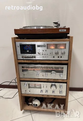 🔊Топ ретро аудио сет AKAI Усилвател AM-2450, Тунер AT-2450L, Дек GXC-209D, Грамофон AP-100C + шкаф, снимка 2 - Декове - 55390530