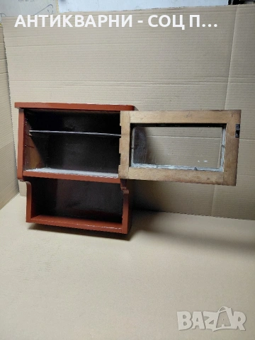 Соц Старо Дървено Стенно Шкафче 3.900кг. НОМЕР 1868., снимка 5 - Антикварни и старинни предмети - 55252481
