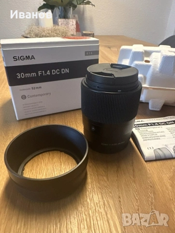 Обектив Sigma 30mm F1.4 DC DN Contemporary Sony E-Mount - Перфектно състояние, снимка 5 - Обективи и филтри - 54848163