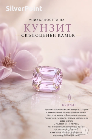Кунзит baby pink с швейцарски сертификат 