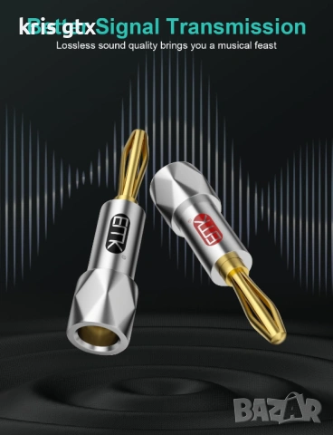 Banana Plugs Банани конектори за тонколони позлатени 24 карата злато, кабели тонколони усилватели