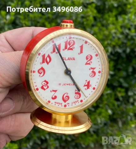Стар съветски механичен будилник СЛАВА 11 камъка, снимка 14 - Колекции - 54058898