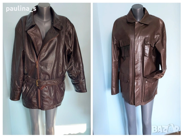 Два различни броя / Мъжко яке "Biker" и "Tommy Hilfiger" / естествена кожа / голям размер 