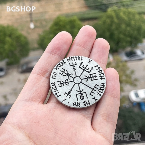 Викинг руна компас монета - Silver, снимка 2 - Нумизматика и бонистика - 54944865