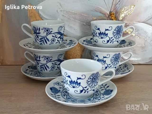 Сервиз Син лук от Бохемия , снимка 5 - Антикварни и старинни предмети - 54516694