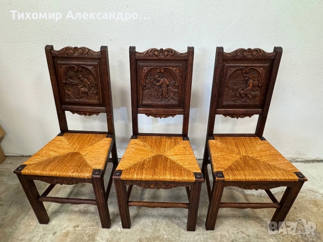 Комплект трапезни столове от дъбов масив, снимка 7 - Столове - 55006007