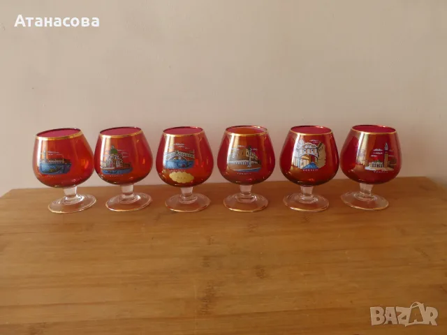 Кристални чаши за коняк 6 бр сервиз Венеция 1970 г, снимка 9 - Чаши - 55416575