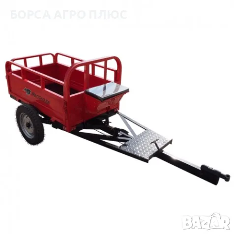 BISONTE BTA-500R Ремарке за мотокултиватор 500 кг 125x80x50 см 4x12 Ново, снимка 4 - Ремаркета - 55595797