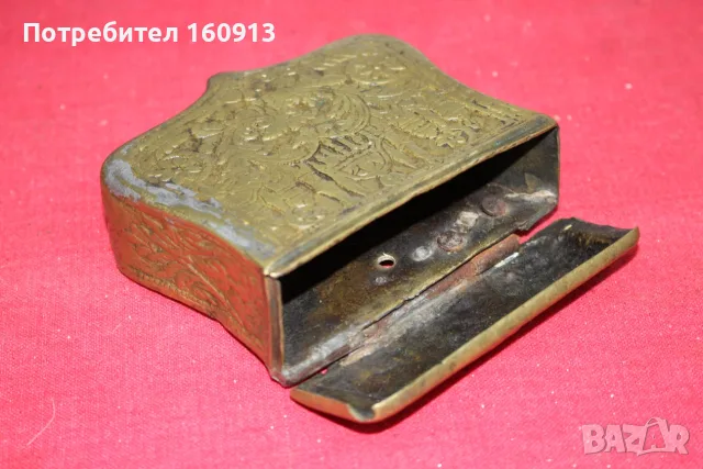 Старинна бронзова барутница, паласка, фишеклък, кутия. *1, снимка 6 - Антикварни и старинни предмети - 55422179