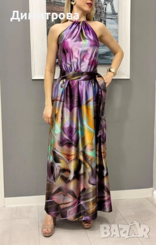  Нова дамска сатене рокля, снимка 2 - Рокли - 54236489