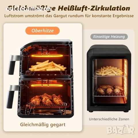 Фритюрник с горещ въздух Citybee 11L XXL, 2 камери, двузонов , снимка 3 - Фритюрници - 54477257
