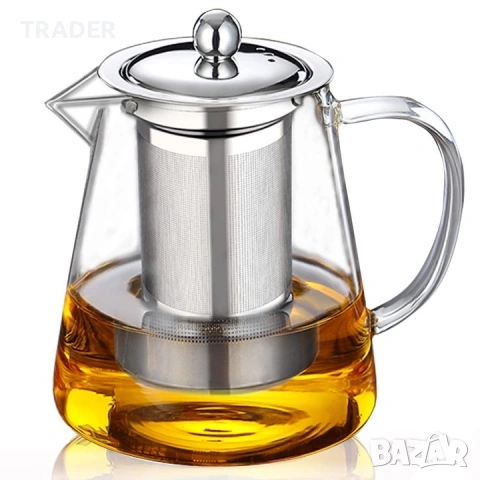 Чайник от боросиликатно стъкло с подвижен инфузер, термоустойчив, 750 ml, снимка 4 - Буркани, бутилки и капачки - 16892562