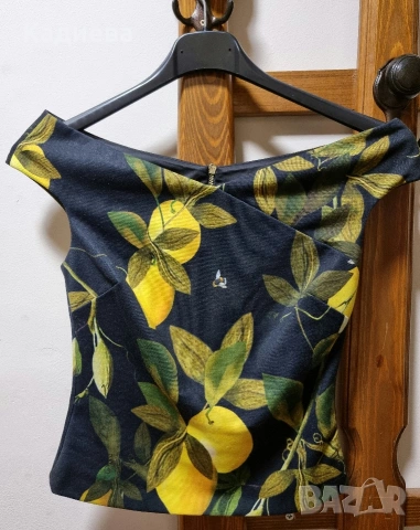 дамски топ с паднали рамена с десен на лимони- Ted Baker , снимка 2 - Корсети, бюстиета, топове - 54311203