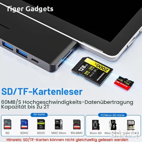 USB-C хъб 8 в 1 за Microsoft Surface Pro 12 (2025) с Thunderbolt 4, HDMI 4K и LAN, снимка 6 - Кабели и адаптери - 55584767