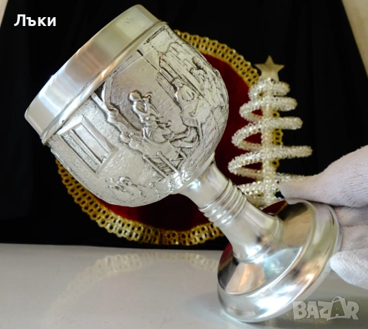 Калаен бокал,чаша за вино Сватосване,калаена сватба. , снимка 6 - Антикварни и старинни предмети - 54802505