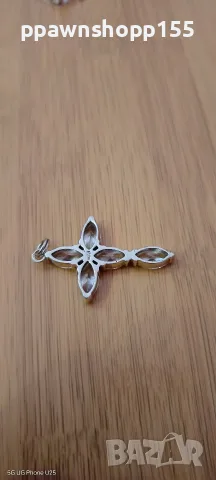 Сребърна висулка кръст с декоративни камъни – 7,39 г, снимка 8 - Колиета, медальони, синджири - 55641868