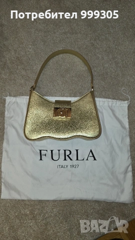 Оригинална дамска чанта Furla 1927 Mini Shoulder Bag – златиста, естествена кожа