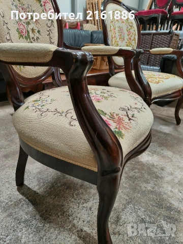 Комплект от две кресла с гобленова дамаска , снимка 4 - Столове - 54140718