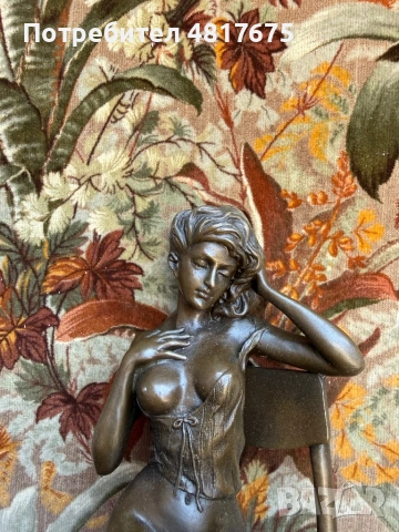 Ексклузивна бронзова статуетка „Жена на стол“ – Bronze Garanti Paris, снимка 2 - Пердета и завеси - 54422746