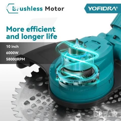 YOFIDRA 10-инчова електрическа косачка за трева 6000W 58000 об/мин,, снимка 6 - Градинска техника - 54411774