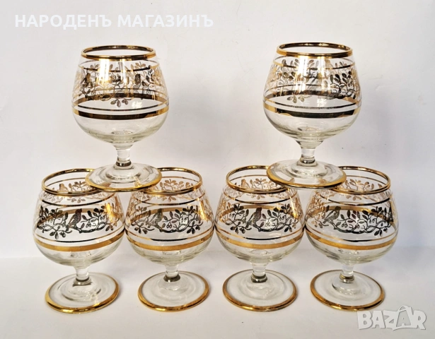 Нов немски златен сервиз чаши за ракия и аперитив – 6 броя, снимка 2 - Други ценни предмети - 54220190