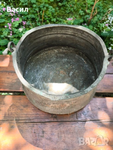 Продавам автентично медено менче (котел) от 1924 г., снимка 3 - Антикварни и старинни предмети - 55073048