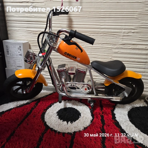 Електрически мотоциклет Hyper Gogo Cruiser 12 Plus, оранжев, за деца, 12 км автономия, 3 скорости, 9