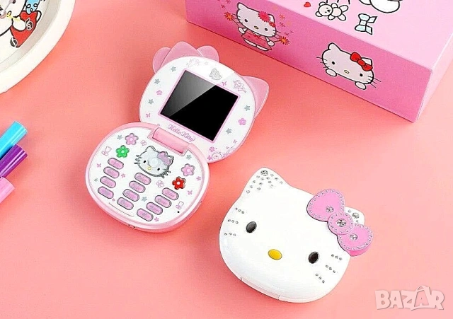 Hello Kitty Розов Телефон за Момиче, Камера, Подарък, с локация, детски телефон с капаче, за дете, снимка 2 - Други - 55012042