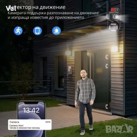 Тройна Smart WiFi безжична IP камера с 12MP и нощно виждане, снимка 6 - IP камери - 55163920