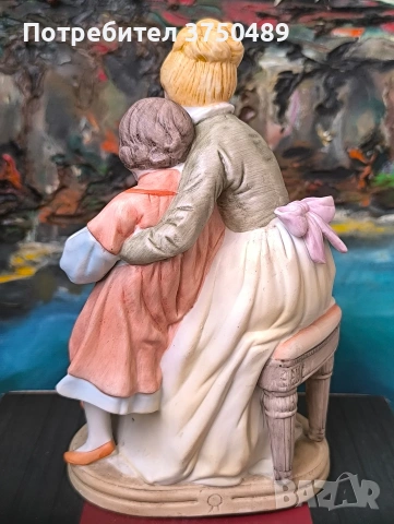 Фигурка на майка четяща книга на малко момиченце , снимка 4 - Антикварни и старинни предмети - 55244227