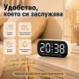 Настолен електронен часовник с термометър аларма календар постоянно светещ на ток за офис дома, снимка 8