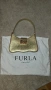 Оригинална дамска чанта Furla 1927 Mini Shoulder Bag – златиста, естествена кожа, снимка 1