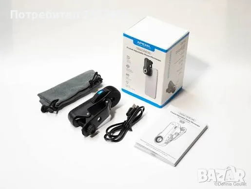 APEXEL TriScope 3-в-1 микроскоп за телефон – 40X/80X/120X, LED и UV, снимка 10 - Селфи стикове, аксесоари - 55418727