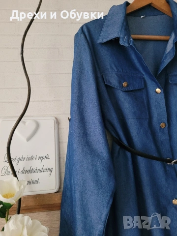 Дънкова рокля тип риза , снимка 6 - Рокли - 54157909