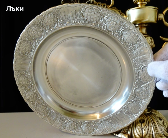 Калаена чиния за гравиране,снимка,калаена сватба,барок. , снимка 3 - Антикварни и старинни предмети - 54281846