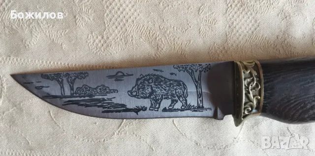 🐗 Ловен нож "Глиган" – Стомана 440C (58 HRC) + Цветно дърво и месинг (Чисто нов!), снимка 10 - Ножове - 55588431